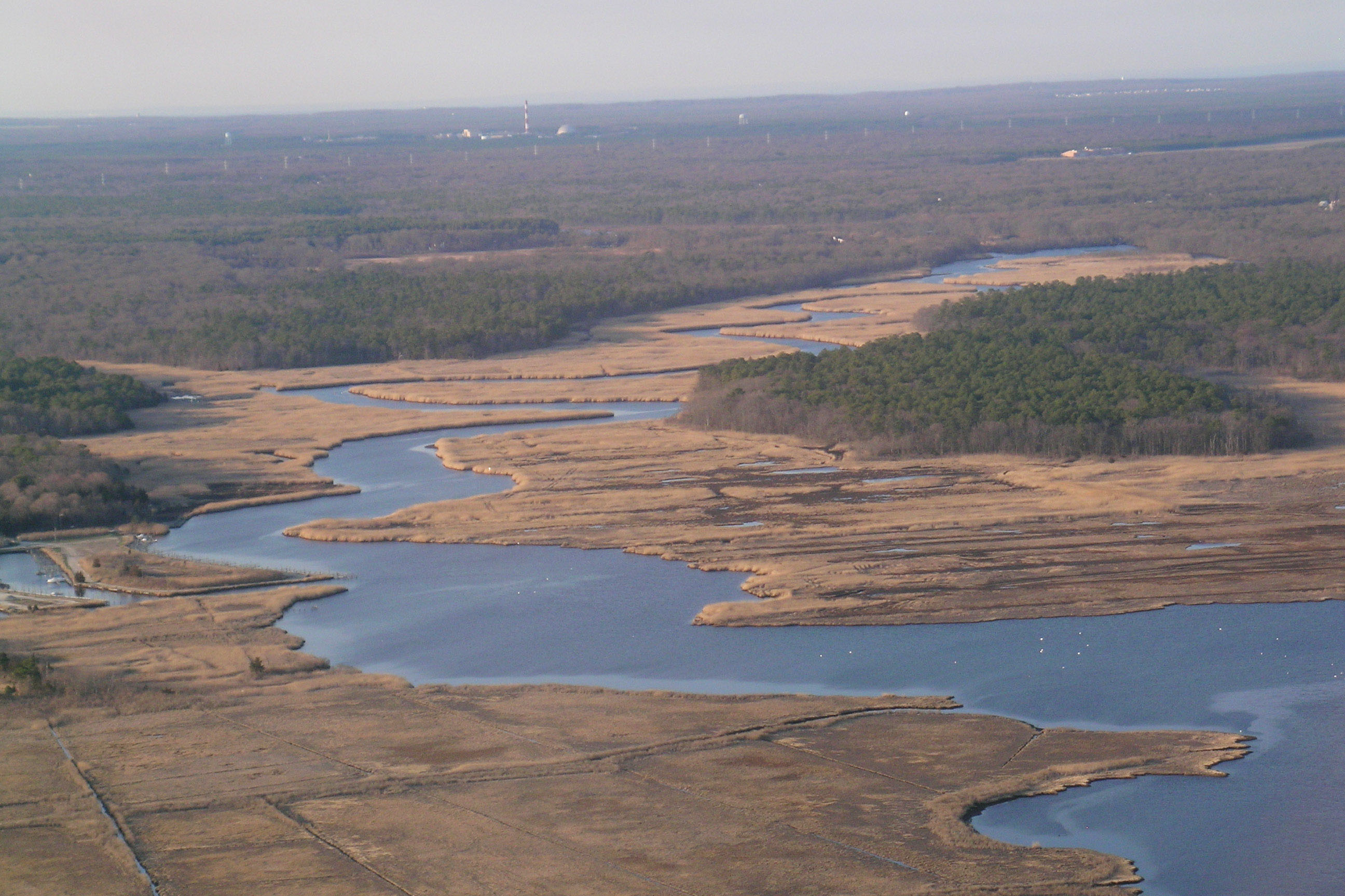 Aerial photo of the Carmans River Wertheim National Wildlife Refuge