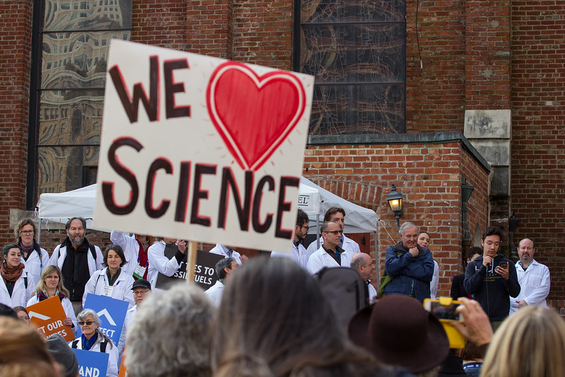 Sierra Club at the Climate March with sign that says We love science